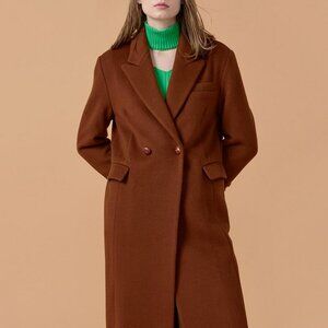 High end wool/Cashmere Classic Coat Red Brown